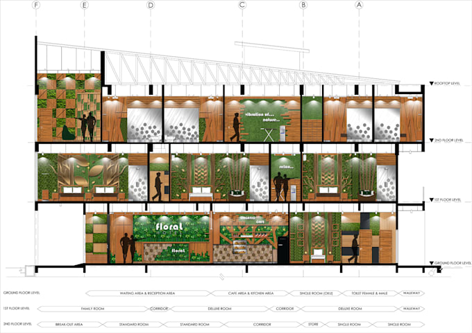 Render interior 2d layout,section and elevation photoshop by ...