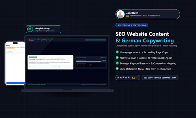 do seo website content writing and copywriting in german or english