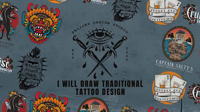 I will draw digital traditional tattoo design