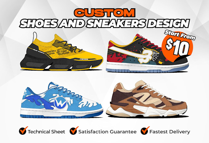 create a custom shoe design and sneaker tech pack for manufacturing
