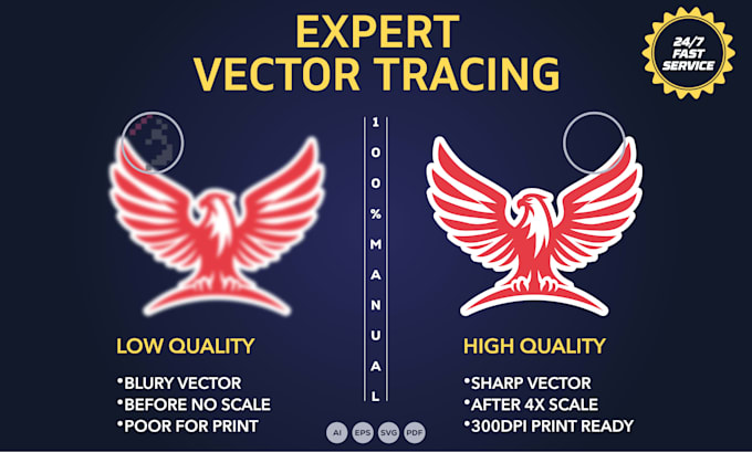 do manual vector tracing, redraw logo, convert image to vector in high quality