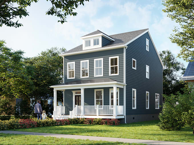 create a realistic 3d exterior rendering
