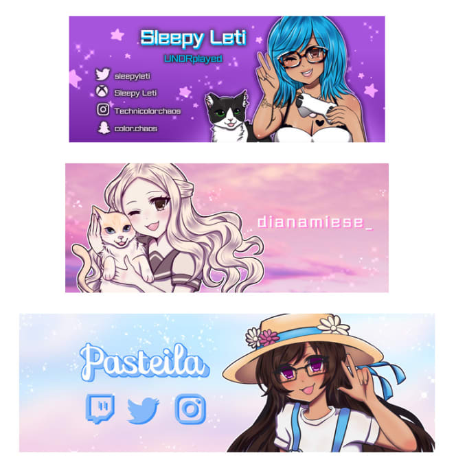 Hire a freelancer to draw cute custom banner for twitch youtube twitter