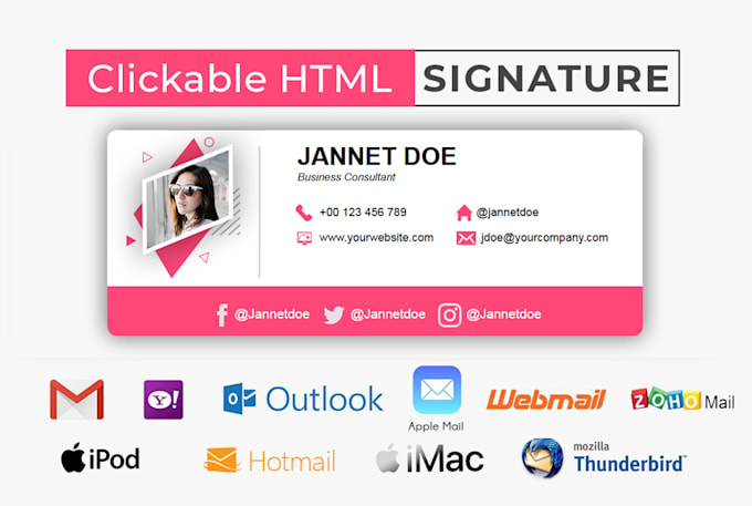 Design html clickable email signature by Mkssalehin | Fiverr