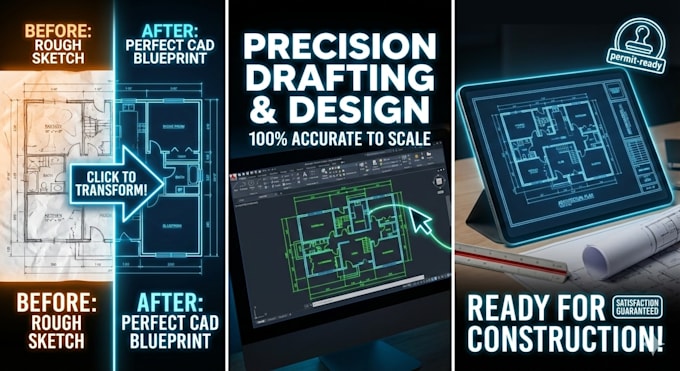 draw 2d architectural floorplan blueprints in autocad