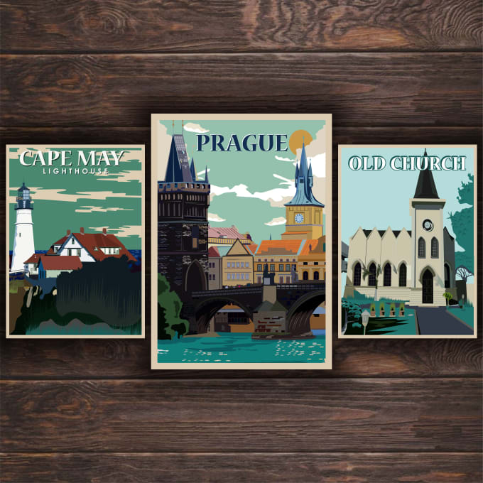Create beautiful vintage travel posters and illustrations by