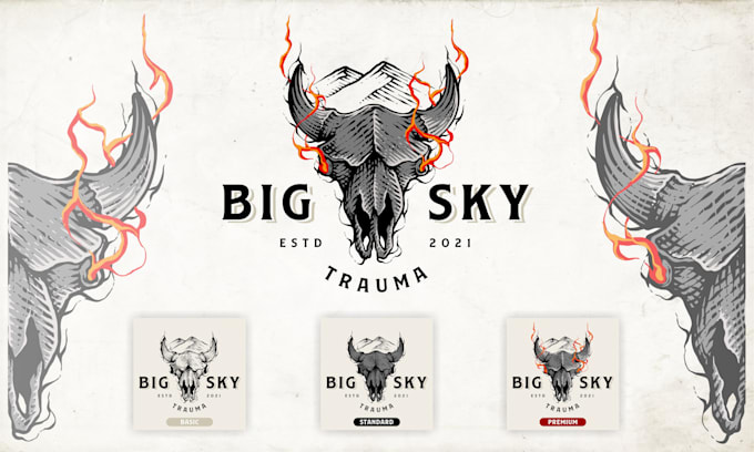 draw a skull illustration logo in my style