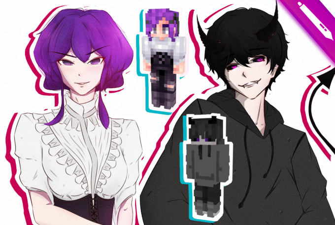 draw your minecraft skin or roblox avatar in anime style