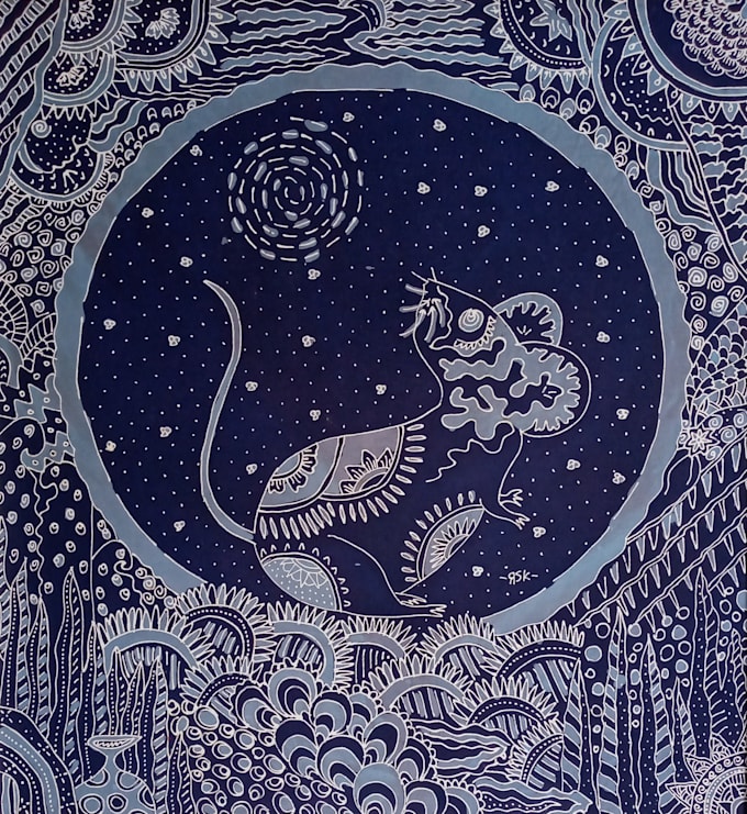 draw uniq vignette illustration for design batik