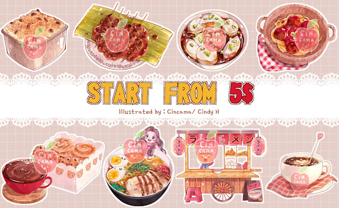 create cute illustration, clip arts, and sticker for you