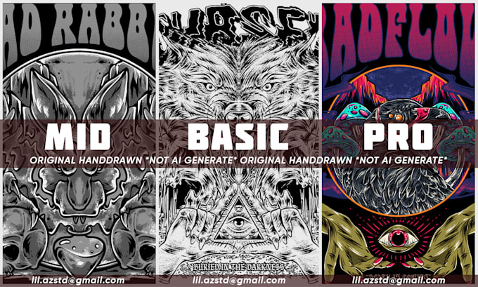 draw custom dark art illustration for clothing brand