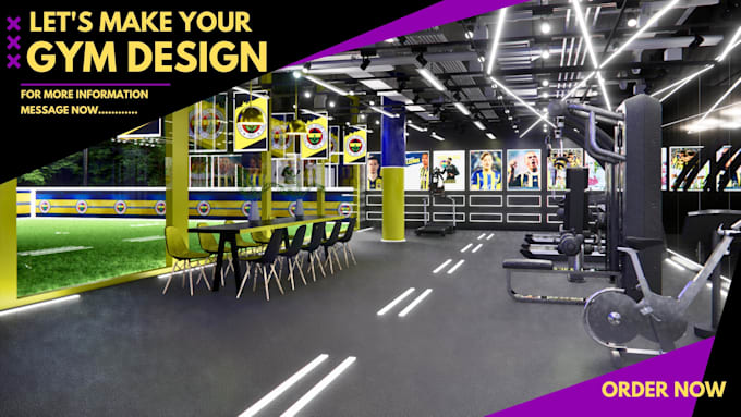 design the interior of a gym and fitness center