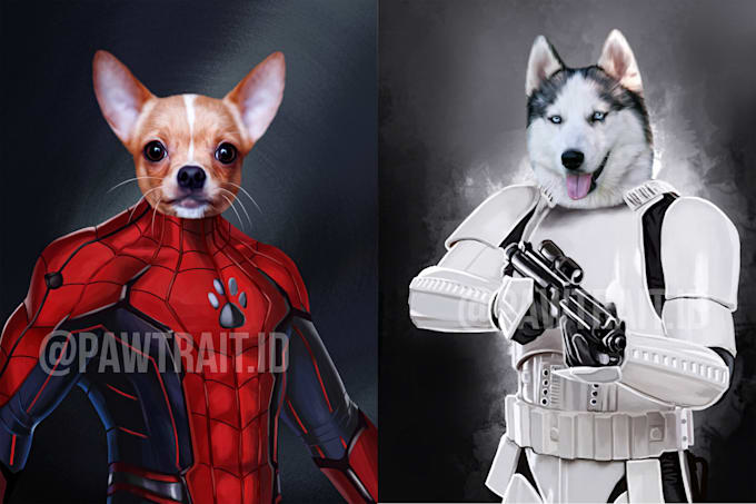 create custom super hero pet portrait
