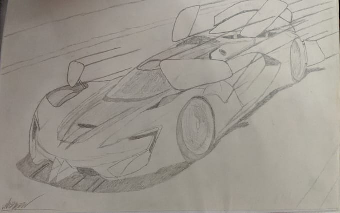 sketch a freehand drawing of a photo of your car
