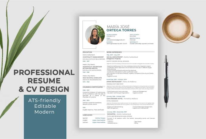 design modern editable resume or CV in word and PDF