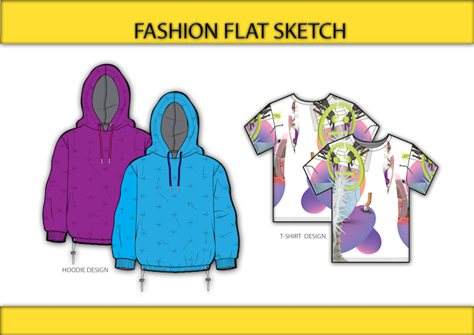 create flat sketch and technical drawing of clothing