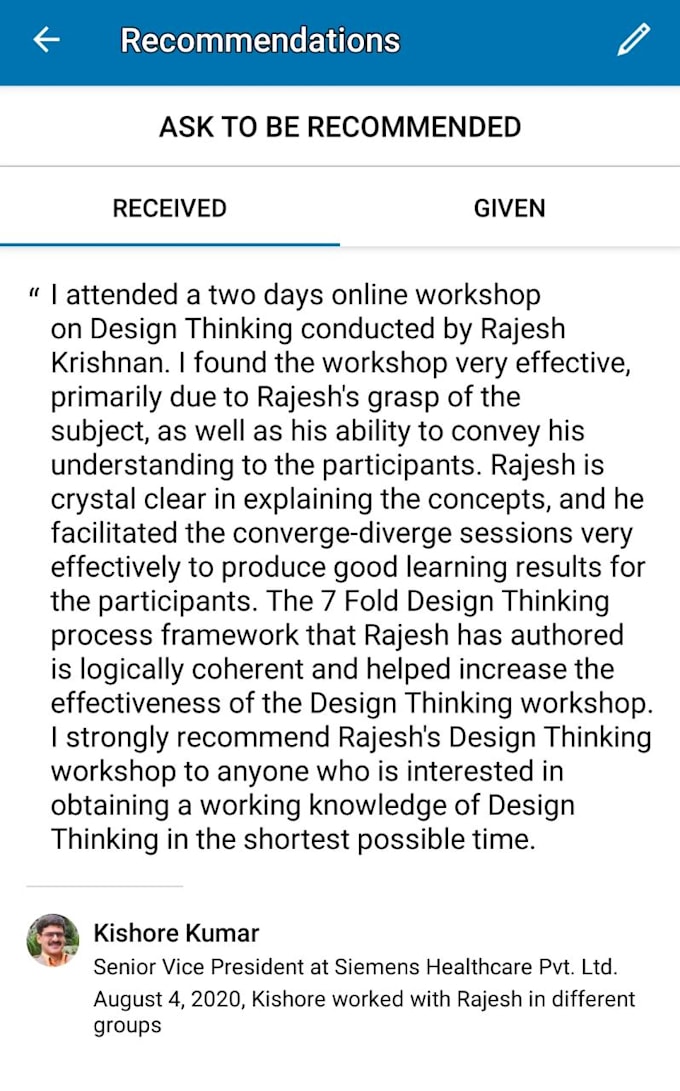 provide design thinking consultation training and workshop