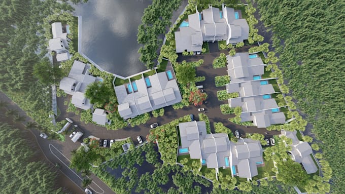 3d render architectural site plan and real estate plan