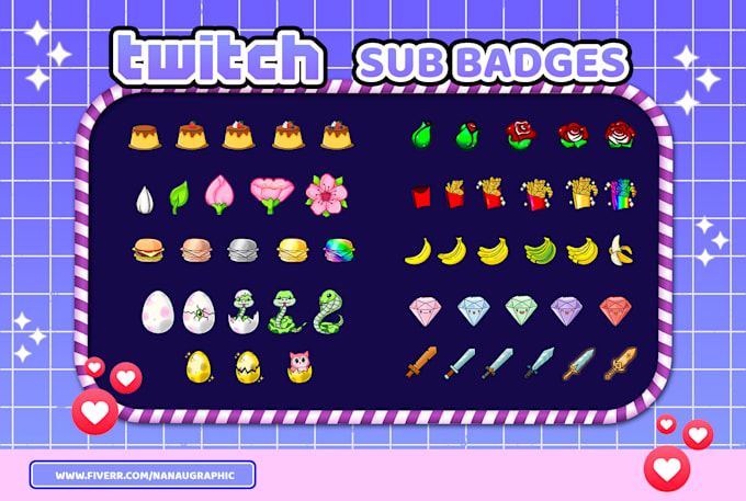 Cool custom twitch sub badges by Nanaugraphic Fiverr
