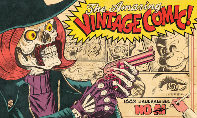 draw retro illustration with vintage comic style