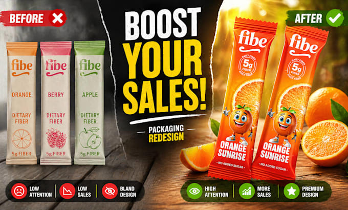create premium food and fmcg packaging design for your brand