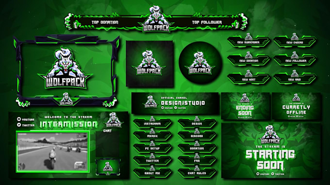 create animated twitch stream overlays, screens, panels and stream branding