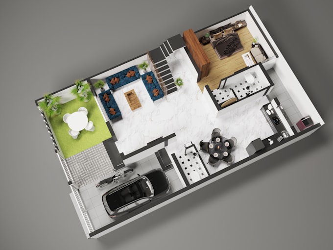 3d interior floor plan in 24 hours with corona rendering
