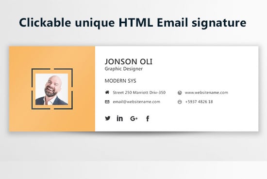 design professional and clickable HTML email signature