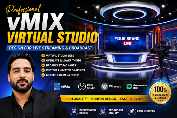 create custom design virtual studio for vmix