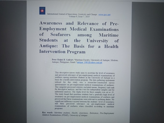research a topic specializing in maritime discipline