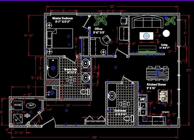 Draft the given plan or any design in autocad by Vasuunjia | Fiverr