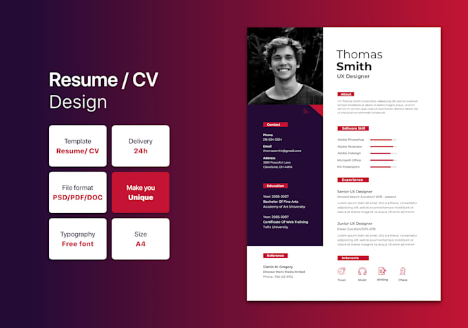 design creative graphic resume CV to stand out from competitors