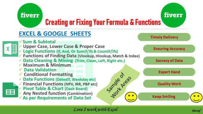 create and fix formula,functions in excel