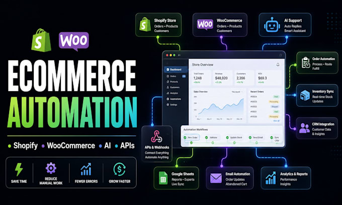 automate your shopify or woocommerce ecommerce operations