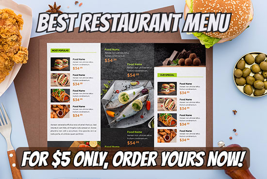 do a creative menu design in 1 hour