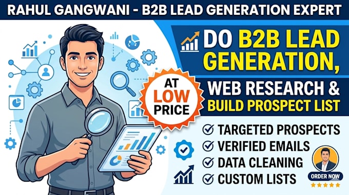 do b2b lead generation, web research and build prospect list at low price