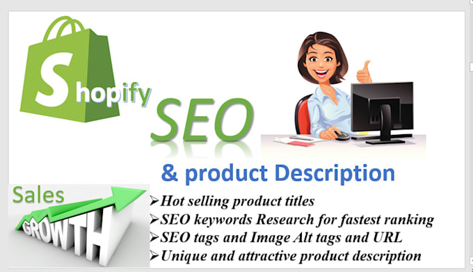 write products title and description, audit and optimize shopify SEO for ranking