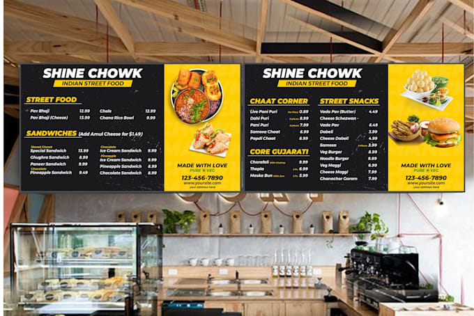 design a restaurant menu, food flyer, digital and takeaway menu board