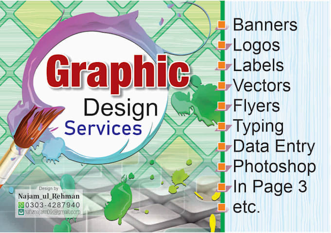 do anything graphic design related, photoshop images, redesign vector art work