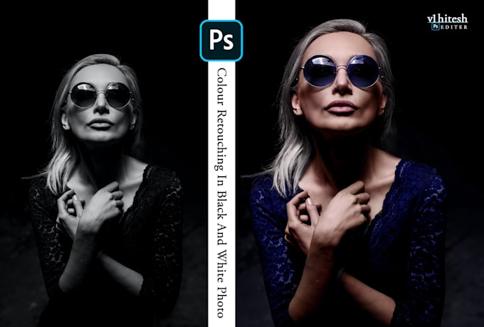 Colour retouching in black and white photo by V1hitesh | Fiverr