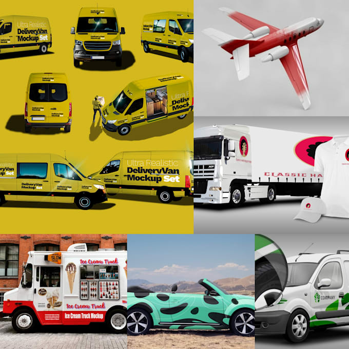 do professional car, van, airplane, ice cream truck wrap and mockup