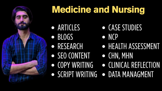 write medical, nursing, blogs, articles, and research for websites, ebooks, etc