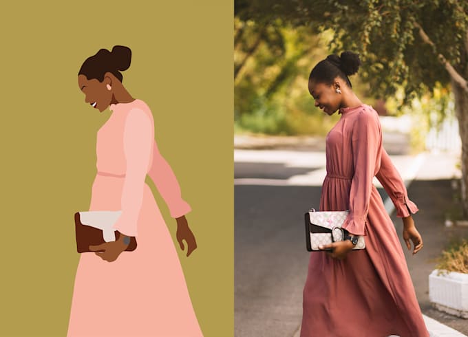 create flat fashion or portrait illustration
