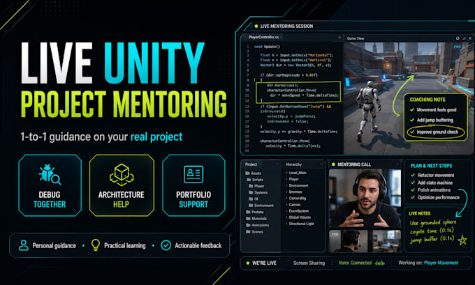 mentor you live on your unity project