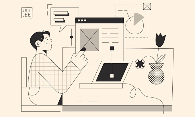 create a unique custom vector illustration in line art style