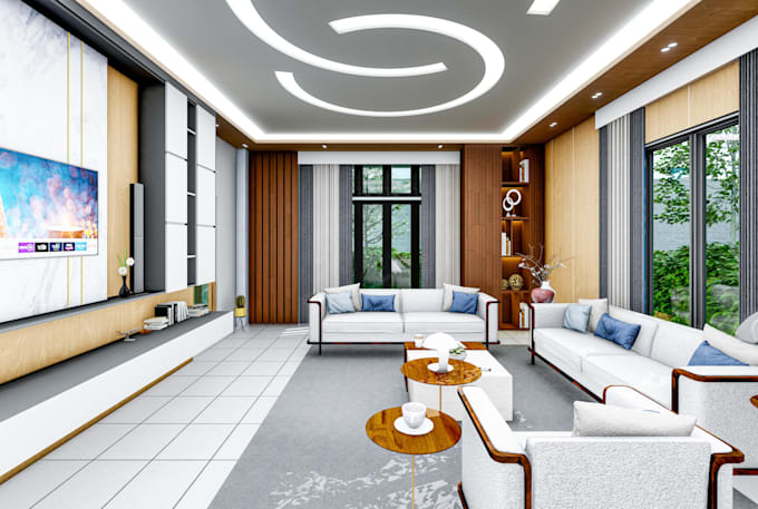 create 3d interior design and render for architecture