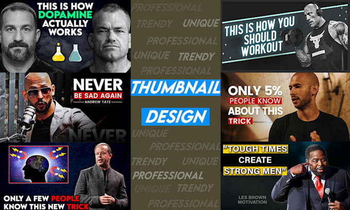 design unique and professional youtube thumbnails for you