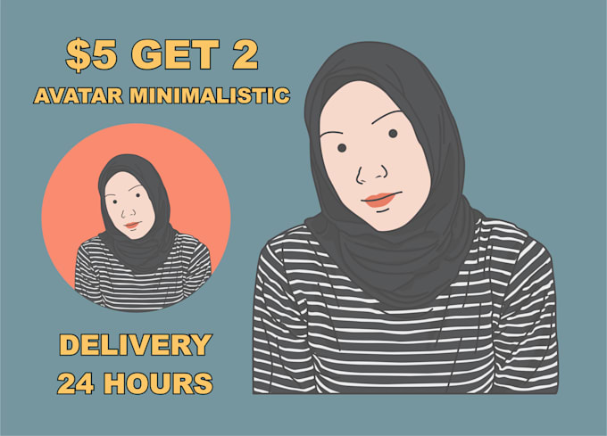 Create a minimalistic avatar cartoon portrait by Pemudaberkumis_ | Fiverr