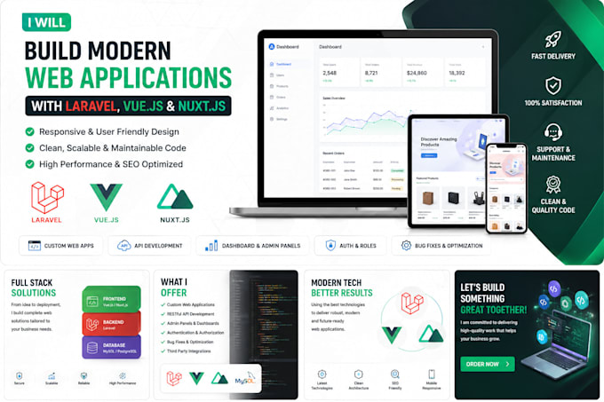 develop, fix bugs and upgrade your vue, php, laravel websites