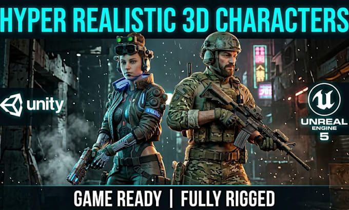 create hyper realistic 3d characters for games and animation